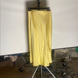 JustFab Yellow Ribbed Maxi Slip Skirt